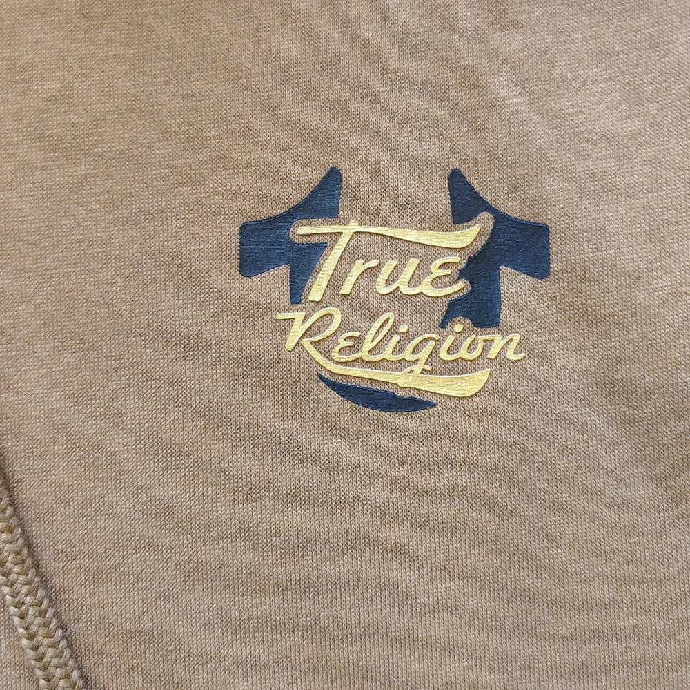 True Religion Men's Overlay‎ Logo Zip Hoodie Size XL Color Dijon